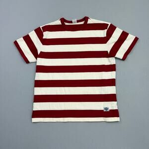NON STOCK Classic Prisoner Stripe Short Sleeve Shirt Men's XL Red White Striped